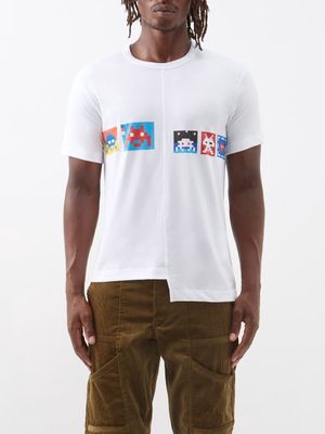 Comme Des Garçons Shirt - X Invader Asymmetric Cotton-jersey T-shirt - Mens - White
