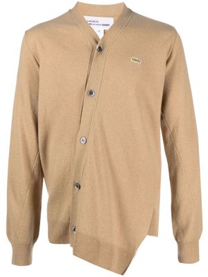 Comme Des Garçons Shirt X Lacoste asymmetric wool cardigan - Brown