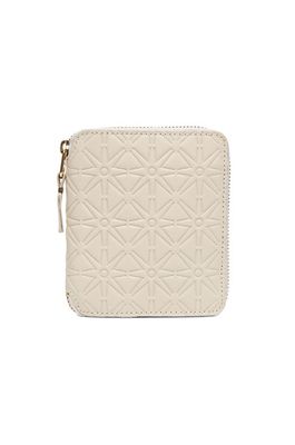 Comme Des Garcons Star Embossed Zip Fold Wallet in White
