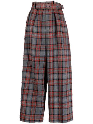 Comme des Garçons TAO belted plaid-check pattern trousers - Red