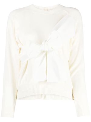 Comme des Garçons TAO Bow-appliqué knitted top - White