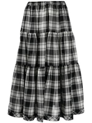Comme des Garçons TAO check-print knitted midi skirt - Black