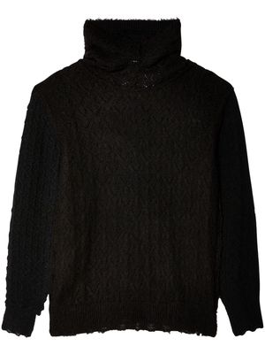 Comme des Garçons TAO diamond-pattern hooded jumper - Black