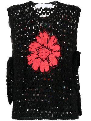 Comme des Garçons TAO floral-appliqué crochet-knit vest - Black