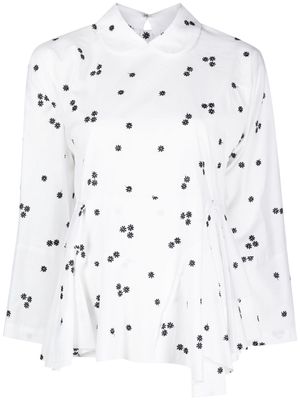 Comme des Garçons TAO floral-embroidered cotton blouse - White