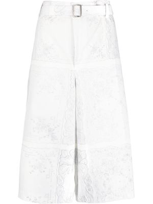 Comme des Garçons TAO floral-lace wide-leg shorts - White