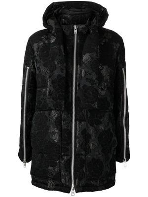 Comme des Garçons TAO Floral-Pattern hooded puffer jacket - Black