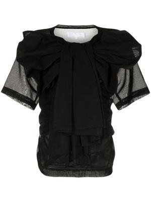Comme des Garçons TAO oversized-bow semi-sheer cotton blouse - Black