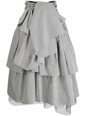 Comme des Garçons TAO ruffled layered striped skirt - Black