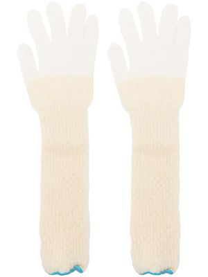 Comme des Garçons TAO two-tone ribbed gloves - White