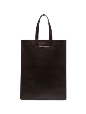 Comme Des Garçons Wallet logo-print leather tote bag - Brown