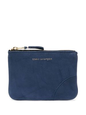 Comme Des Garçons Wallet washed zip-up leather pouch - Blue