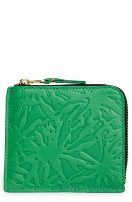 Comme des Garcons Wallets Forest Embossed Leather Half Zip Wallet in Green