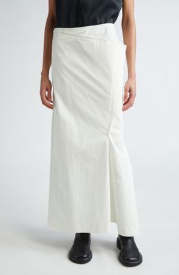 Commission Creased Cotton & Nylon Maxi Skirt in White 