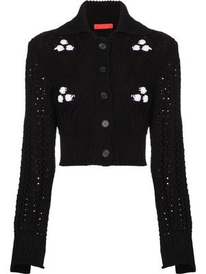 Commission cropped long sleeve cardigan - Black