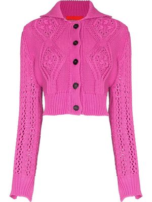 Commission cropped long sleeve cardigan - Pink