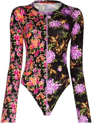 Commission Diver floral-print bodysuit - Black