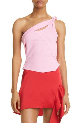 Commission Forever Cutout Mesh One-Shoulder Tank in Very Pink