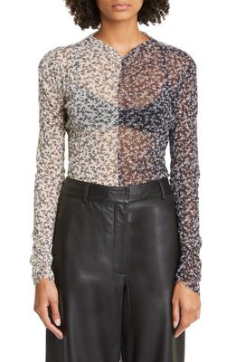 Commission Gender Inclusive Floral Mesh Top in Cream/Night