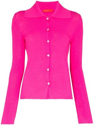 Commission Heather knitted button-fastening shirt - Pink