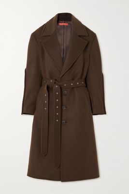Commission - Lasso Belted Wool-blend Felt Coat - Brown