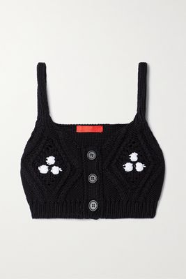 Commission - Squad Cable-knit Cotton Bra Top - Black
