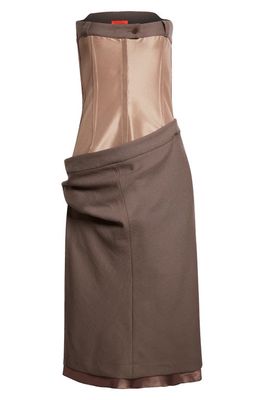Commission Strapless Mixed Media Shift Dress in Taupe