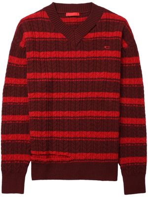 Commission striped merino wool jumper - Red