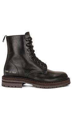 Common Projects Leather Winter Combat Boots in Black