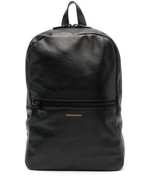 Common Projects logo-print leather backpack - Black