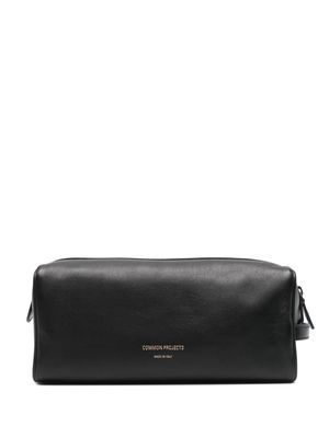 Common Projects logo-print leather wash bag - Black