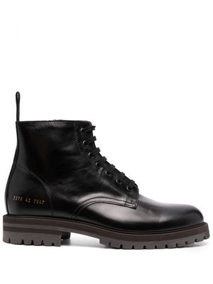 Common Projects number-motif combat boots - Brown