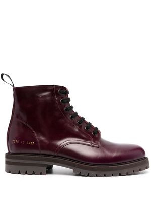 Common Projects number-motif combat boots - Red