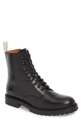 Common Projects Zipper Combat Boot in Black Leather