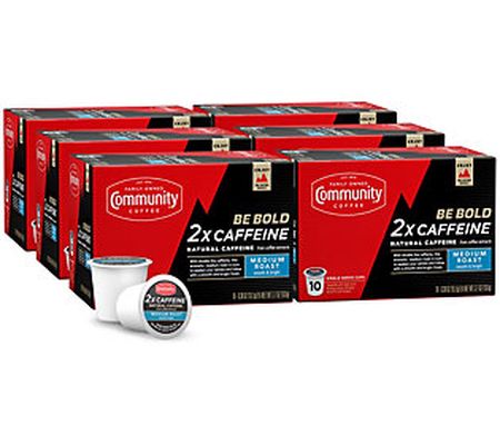 Community Coffee 60-Count 2X Caffeine Medium Ro ast Pods