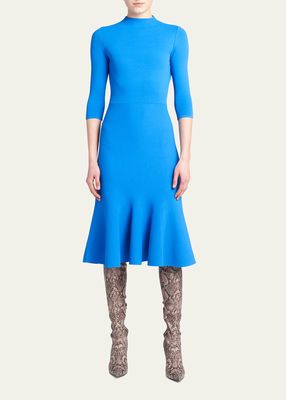 Compact Knit Midi Dress with Open Back