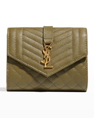 Compact Tri Fold YSL Leather Wallet