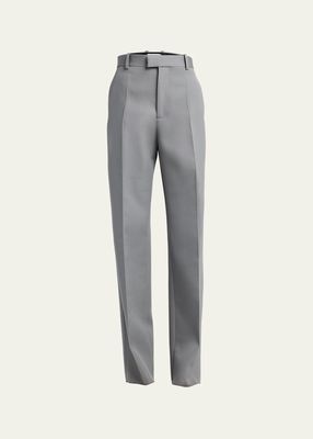 Compact Wool Wide-Leg Trousers