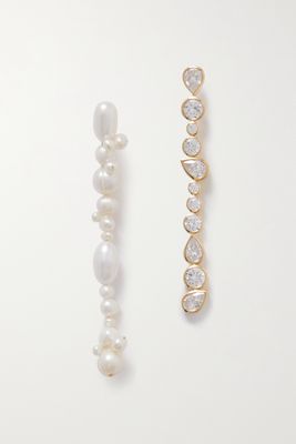 Completedworks - Gold-plated, Pearl And Zirconia Earrings - White
