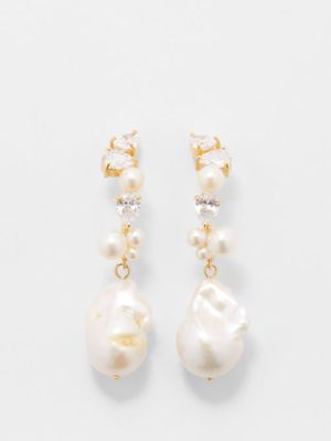 Completedworks - Pearl, Crystal & 14kt Gold-plated Earrings - Womens - Pearl