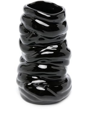 Completedworks ridged asymmetric small vase - Black