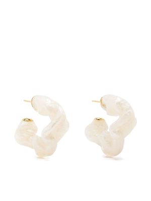 Completedworks Ruffle abstract hoop earrings - White