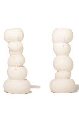 COMPLETEDWORKS Set of 2 Ceramic Candleholders in Matte White