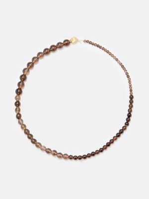 Completedworks - Smoky Quartz & 14kt Gold-plated Beaded Necklace - Mens - Dark Grey