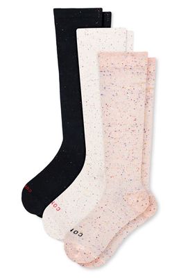 COMRAD Assorted 3-Pack Compression Knee High Socks in Black Rose White