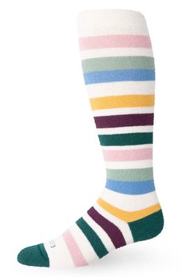 COMRAD Stripe Compression Knee High Socks in White/Multi Stripe