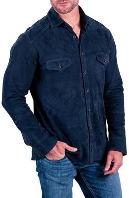 Comstock & Co. Bannock Suede Button-Up Shirt in Navy