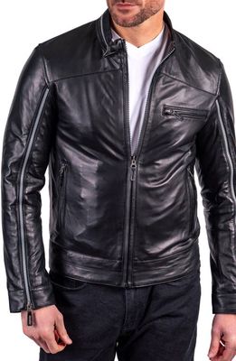 Comstock & Co. Leather Moto Jacket in Black