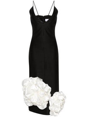 CONCEPTO Bonita floral-appliqué midi dress - Black