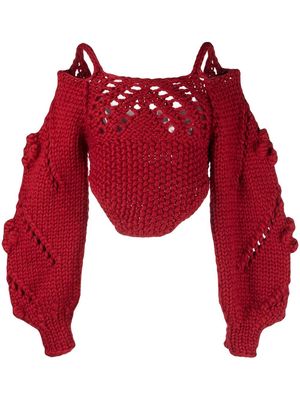 CONCEPTO cold-shoulder wool jumper - Red